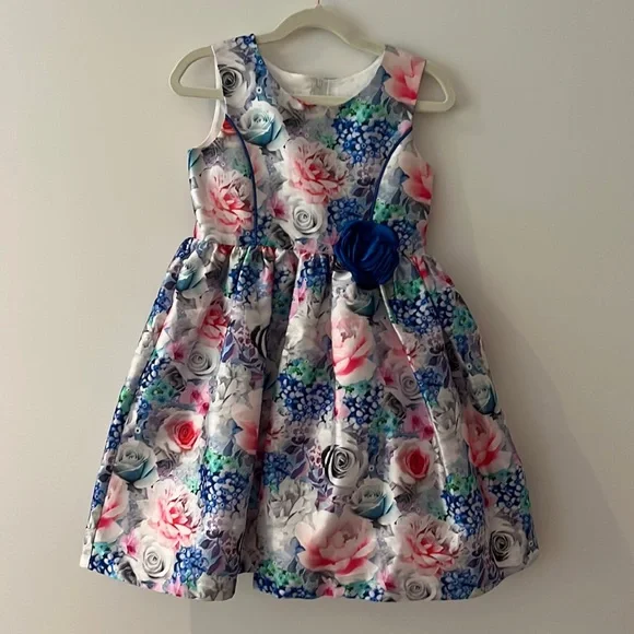 open lace back dress Girls Dress Navy V-neckline Ribbon Color Contrast  Sunny Fashion